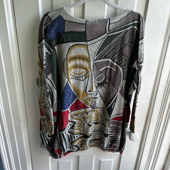 XIKOI Oversized Sweater Dress Wool Blend Abstract Print - Picture 7 of 8